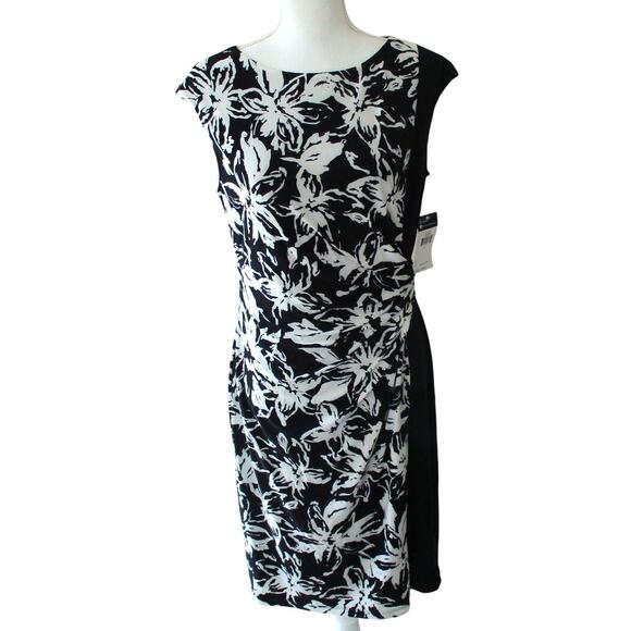 Chaps Women's Blue & White Floral Print Sleeveless Pull Over Dress Size Large - Picture 1 of 11